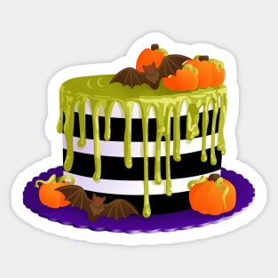Striped Halloween Cake with Chocolate Bats Sticker